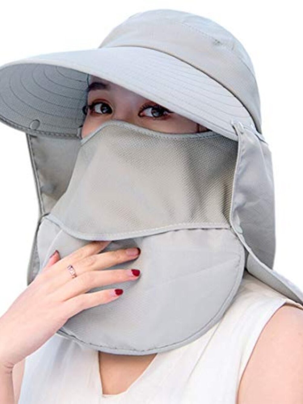 🆕 Women Sun Wide Brim UV Protection Fishing Hats Foldable Ponytail Summer Hat